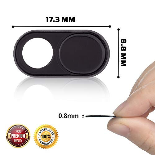 DH Webcam Cover Slide (Black 3-Pack) Ultra-Thin Metal Web Camera Cover Fits Computer, Laptops, Smartphones, MacBook 2018, iPhone, PC, Tablet, iPad, Mac | Enhanced Privacy & Security Protection