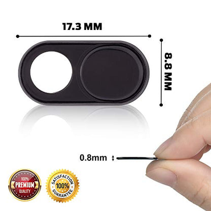 DH Webcam Cover Slide (Black 3-Pack) Ultra-Thin Metal Web Camera Cover Fits Computer, Laptops, Smartphones, MacBook 2018, iPhone, PC, Tablet, iPad, Mac | Enhanced Privacy & Security Protection