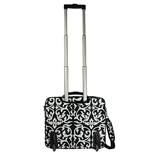 World Traveler Rolling 17-Inch Laptop Briefcase Computer Case - Black Trim Damask - color: Black Trim Damask