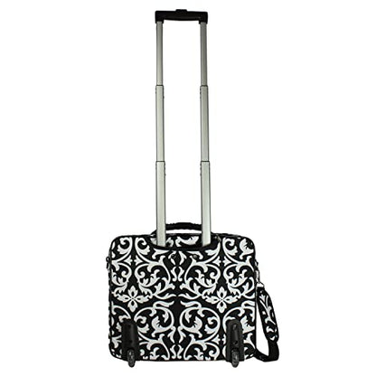 World Traveler Rolling 17-Inch Laptop Briefcase Computer Case - Black Trim Damask - color: Black Trim Damask