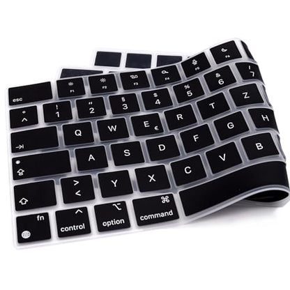 HRH Keyboard Cover Skin EU for MacBook Air 13”15"(M5-M2)&Pro 14”16"(M5-M1) | German,Black,2026-2021,A3426 A3427 A3434 A2992,Neo 13" A18, Precise Fit, Dust Proof, Waterproof, Durable,Keyboard Accessories - color: German