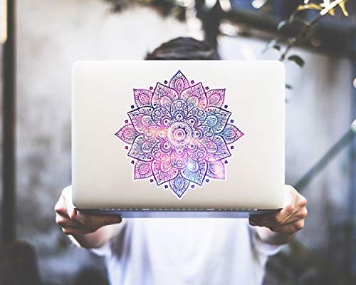 Mandala Laptop Sticker Decal - Removable Waterproof White Vinyl Decals Stickers - Mandalas Purple Pink Sticker Starry Night Partial Skin Compatible with Computer MacBook Air Pro 13 15 inch Mac - color: Pink on White (Darker Laptop)