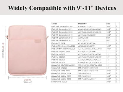 TiMOVO 9-11" Tablet Sleeve Bag Carrying Case with Strap, Pink | Fits iPad A16 11", Pad Air 11/5th & 4th 10.9", 10th Gen/10.2", Galaxy Tab A11 Plus, Multi-Pocket, Handle, Padded Protection - color: A-Pink, size: 9-11