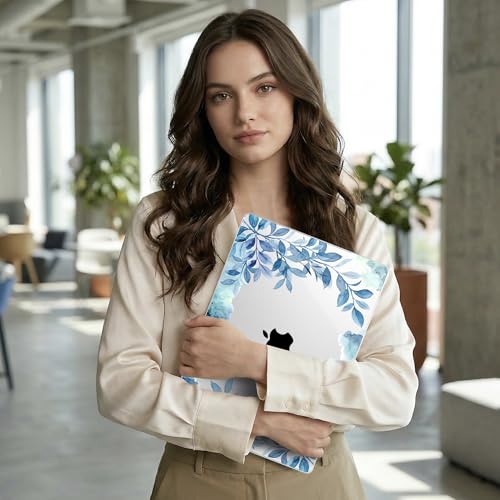 TWOLSKOO Compatible with MacBook Pro 14 inch Case M5 2026 2025-2021 Release M4 M3 M2 M1 Pro/Max Chip, Plastic Hard Shell & Keyboard Cover & Screen Protector & Trackpad Film, Blue Floral - color: Blue Floral