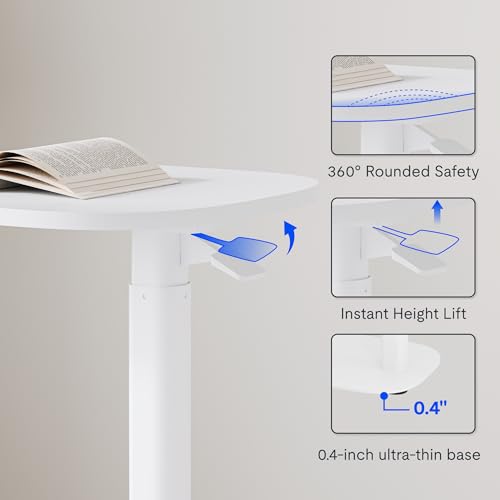 FLEXISPOT Adjustable C Table Mobile Snack Side End Table Sofa Couch Bedside Table Laptop Cart TV Tray Night Stand Small Space Side Table(23.6" W x 13.8" D,White) - color: White, size: 24x14