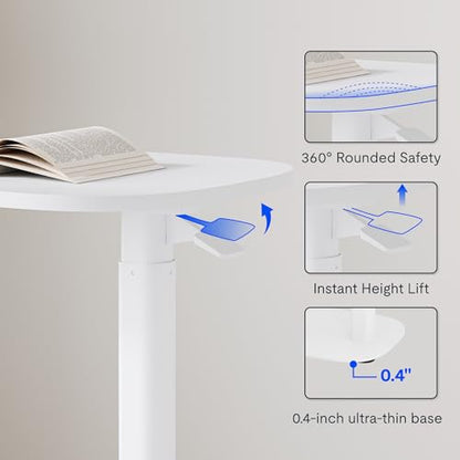 FLEXISPOT 24''Adjustable C Table Gas Spring Mobile Side End Table | Adjustable C table with Wheels, Bedside table for sofa and couch. Laptop Rolling Cart TV Tray, 23.6" W x 13.8" D,White - color: White, size: 24x14