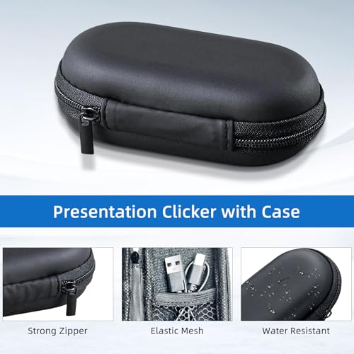 Presentation Clicker with Storage Case, USB C Rechargeable Wireless Presenter Remote Powerpoint Clicker with Protective Case - style: Red Light+Case