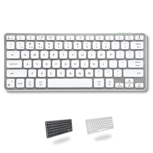 Macally Compact Backlit Bluetooth Keyboard for Mac – Space-Saving, Rechargeable Multi-Device Compatible Apple Wireless Keyboard for MacBook Pro/Air, iMac, Mac mini - color: Silver