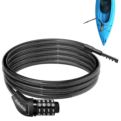 Long Cable Lock, Extra Long Straight Bike Lock (3ft to 25ft) with Resettable Combination, Kayak Locks, Unique Thin end Cable Locks Suitable Kayak, Scooter, Paddle Boards, Canoe, Jet Ski - size: 3 Ft Long, 10 mm Thick