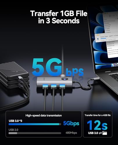 ORICO USB C Docking Station, 6-in-1 Laptop Docking Station with HDMI 4K@30Hz, 1000Mbps Ethernet, 100W PD, 3xUSB-A 3.0, USB C Dock Compatible with MackBook/Dell XPS/HP/Surface - size: 6-in-1, style: PW11-6PR