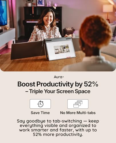 | Triple Go 18.5" Max | Premium Triple Portable Monitor Extender | Auto-Rotating Top Display | Quad Screens | 3×18.5" FHD 1080P HDR IPS | USB-C & USB-A | Compatible 11-18" Laptops