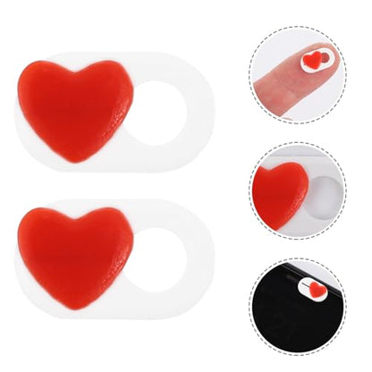 2 Pcs Ultra-Thin Abs Webcam Privacy Covers with Heart Pattern, Easy to Use Sliding Laptop and Tablet Camera Privacy Shutters, White Computer Web Camera Cover Slide