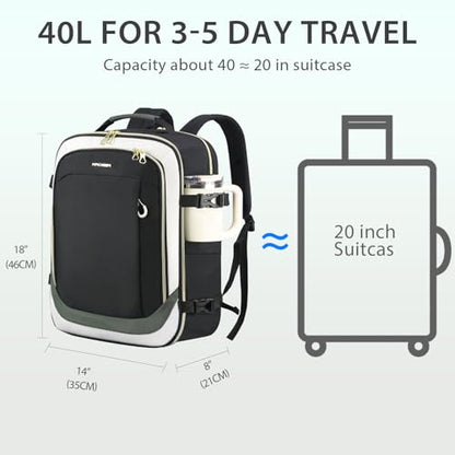 KROSER Laptop Backpack Computer Backpack 17 Inch Men-Beige/Black/Army Green | 40L Large Laptop Water-Repellent Travel Backpack Casual Daypack for Business/College/Women - color: Beige/Black/Army Green
