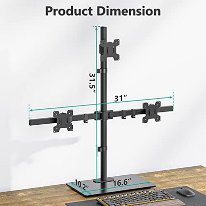 WALI Triple Monitor Stand, Height Adjustable Free-Standing Monitor Desk Mount, fits 3 Computer Screens up to 27 Inch, Holds up to 22lbs per Arm (GMF003) - size: Triple, style: Glass Free Stand