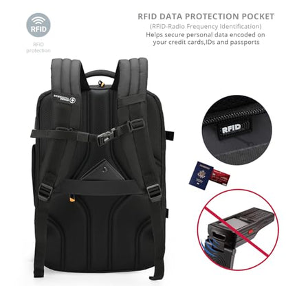Swissdigital Design Travel Laptop Backpack 43l with USB Charging Port,TSA Friendly Flight Approved Carry-on Luggage Hand,Business Backpack,Large Weekender Bag Fits 17 Inch Laptop Black | SD1748-01 - color: Black