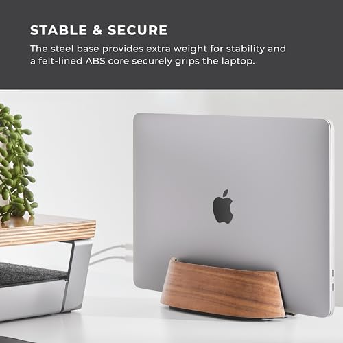 HumanCentric Vertical Laptop Stand in Maple Wood, Adjustable | Upright Adjustable Holder & Dock, Laptop Vertical Stand Fits MacBook Pro and Other Laptops .5" to 1.5", Clamshell Compatible - color: Maple Wood
