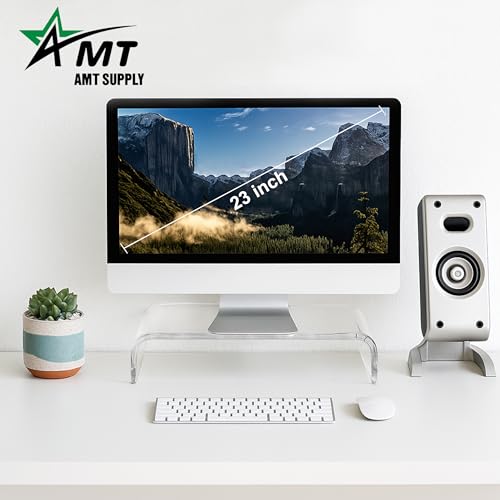 AMT Premium Acrylic Clear Monitor Stand Laptop/PC/Multimedia Monitor Riser for Home Office
