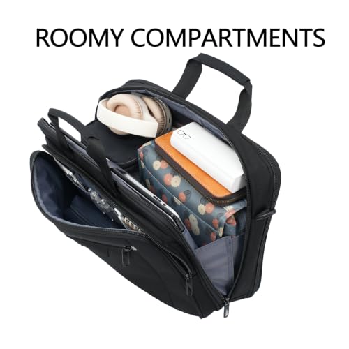 VANKEAN Laptop Briefcase Fits 15.6"-16" Laptop Slim Expandable Shoulder Bag | Multi Functional Compartment,Padded Shoulder Strap,Convenient Luggage Strap,Water-Repellent Fabric,Padded Laptop Compartment - color: Black-grey, size: 15.6"
