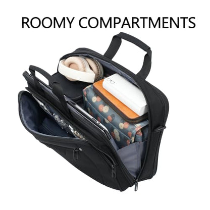 VANKEAN Laptop Briefcase Fits 15.6"-16" Laptop Slim Expandable Shoulder Bag | Multi Functional Compartment,Padded Shoulder Strap,Convenient Luggage Strap,Water-Repellent Fabric,Padded Laptop Compartment - color: Black-grey, size: 15.6"