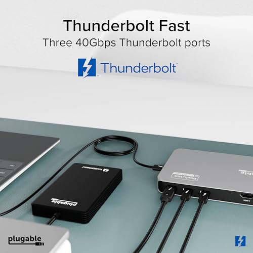 Plugable Thunderbolt 4 Dock for Quad Monitors 100W, Thunderbolt Docking Station Connects up to Four 4K Monitors for Windows and Mac Laptops, 2x HDMI, 4x Thunderbolt 4/USB C, Driver Required TBT-6950PD