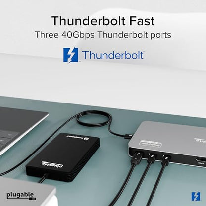 Plugable Thunderbolt 4 Dock for Quad Monitors 100W, Thunderbolt Docking Station Connects up to Four 4K Monitors for Windows and Mac Laptops, 2x HDMI, 4x Thunderbolt 4/USB C, Driver Required TBT-6950PD