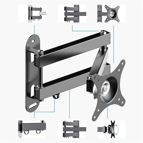 Monitor Arm Full Motion Monitor Wall Mount, Tilt Swivel Rotation Extension Articulating Monitor Arms for Most 14-27 Inch, 4.4-33.0lbs Screens, Max VESA 100x100mm Adjustable Monitor Stands