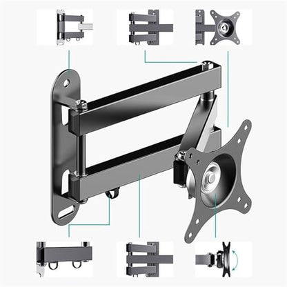 Monitor Arm Full Motion Monitor Wall Mount, Tilt Swivel Rotation Extension Articulating Monitor Arms for Most 14-27 Inch, 4.4-33.0lbs Screens, Max VESA 100x100mm Adjustable Monitor Stands