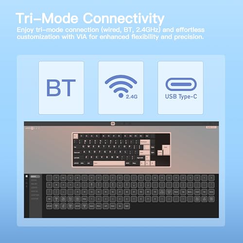 KEEBMONKEY WOBKEY Rainy 75 CNC Aluminum HMX/JWK/Cocoa Switches Triple-Mode Connectivity Mechanical Keyboard with Superior Acoustics, RGB/FR4/Silver SUS304/7000mAh/Cocoa Switch (Pro - Blue) - style: Pro - Blue