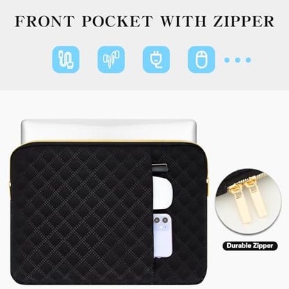 15.6 Inch Laptop Sleeve Case with Pocket & Accessory Bag, Black | Compatible with 15-16 inch MacBook Air/Pro, 15.6 inch Laptop Computer, Waterproof Polyester Elegant Laptop Carrying Case - color: Black, size: 15.6 Inch