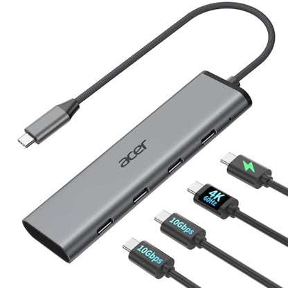 Acer 10Gbps USB C Hub with 4K@60Hz USB-C Display Output, 4-Port USBC Splitter with 100W PD, 2*USB-C 3.2 Data Transfer, USB C Dongle for Laptop, MacBook Neo/Pro/Air, iPad Pro and Type-C Devices