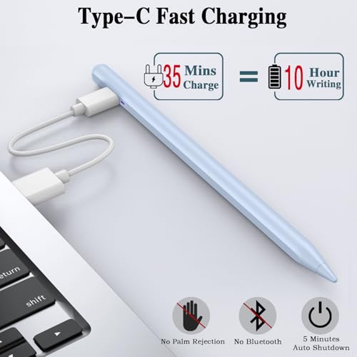 Universal Stylus Pen for iOS/Android,Drawing&Writing Rechargeable Touch Screen Pen Magnetic Tablet Stylus for iPhone/Samsung/XiaoMi/Huawei/Vivo/Lenovo and Other Android Device -Blue - color: Blue