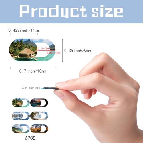 6Pcs 6 Styles Scenery Laptop Camera Cover Slide Beach Privacy Guard Accessories, Phone Front Camera Blocker 0.04 Inch Ultra Thin for Desktop Computer Tablet Notebook Mini PC Office Use - color: Scenery