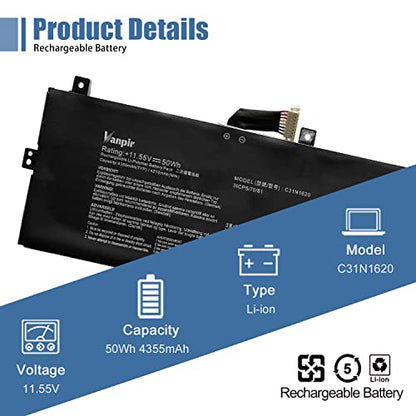 C31N1620 Laptop Battery Replacement for Asus Zenbook U4100U U4100UQ UX430U UX430UQ UX430UQ-GV015T Series 0B200-02370000 C31PoJH 31CP5/70/81 11.55V 50Wh 4335mAh - size: 11.16*3.56*0.25 inch C31N1620
