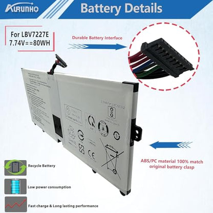 LBV7227E 80Wh Laptop Battery Replacement for LG Gram 14Z90N 15Z90N 17Z90N 17Z90P 17Z95P Gram 16 2-in-1 16T90P 16Z90P 16Z90PC 16Z90PG 16ZD90P Series 7.74V 10336mAh