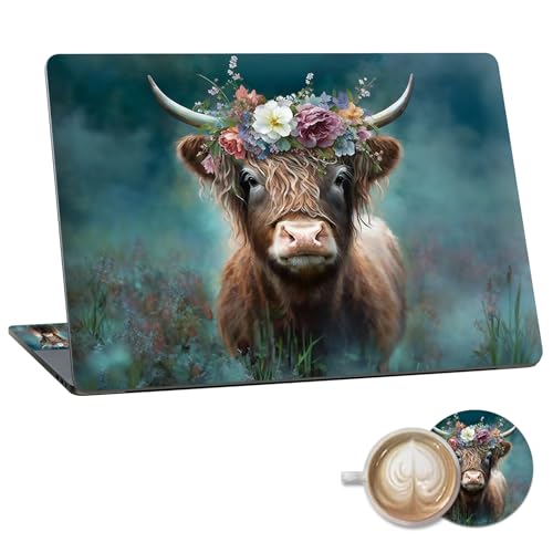 Laptop Skin Sticker Decal 15.6 Inch,12 13 13.3 14 15 15.6 in Laptop Netbook Skins for Notebook,Art Decal Removable Waterproof Scratch Resistant,Universal Vinyl Cover,Cute Highland Cow - color: Cute Highland Cow