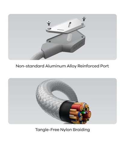 Aulumu M07 240W USB-C to USB-C Cable | USB 3.1 Gen2 10Gbps | 4K@60Hz Video Output Fast Charging | Compatible with iPhone 17/16/15 Pro Max, NVMe SSD, Galaxy S25/S24/S23 Ultra, MacBook Pro - Gray 3.9FT - size: 3.9ft, style: Grey - Aluminum