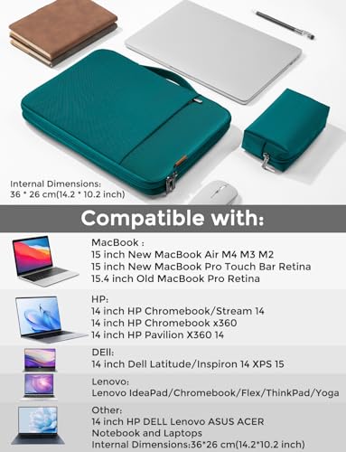DOMISO Laptop Case Laptop Sleeve Cover Compatible with 15 inch MacBook Air M4/A3241 2025, M3/A3114,M2/A2941,15 inch MacBook Pro A1990 A1707,Compatible with Dell XPS 15 Plus with Small Case,Turquoise - color: Turquoise, size: 14 inch