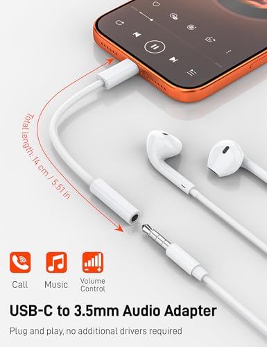 6 Pack USB C to 3.5mm Audio Headphone Adapter, USB C to Aux Audio Dongle Cable Cord Compatible with iPhone 17/16/15, iPad Pro, Samsung Galaxy S25 S24 S23 Ultra, Pixel 10/9/8 - size: 6 Pack