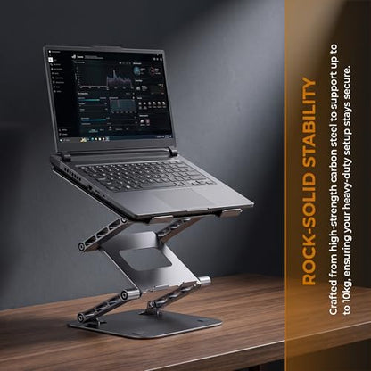 3-Tier Height-Adjustable Laptop Stand, All-Metal Dual-Bar Anti-Slip Heat-Dissipating Notebook Stand for MacBook Pro/Air (10-17"), Tablet, Gaming, Office, Home, Drawing - Silver - color: B. 3-Tier, Silver