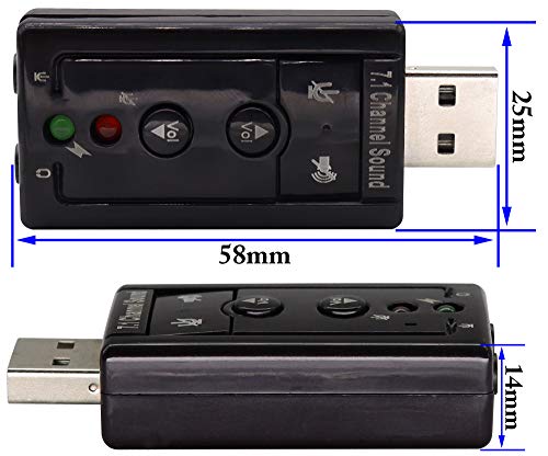 Hi-Speed USB 2.0 7.1-Channel Virtual USB 3D Stereo Audio Adapter External Sound Card with 3.5 mm Audio and Microphone Ports, Internal Amplifier and Volume Controls - color: led