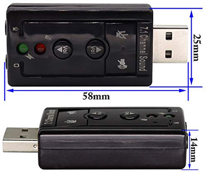 Hi-Speed USB 2.0 7.1-Channel Virtual USB 3D Stereo Audio Adapter External Sound Card with 3.5 mm Audio and Microphone Ports, Internal Amplifier and Volume Controls - color: led