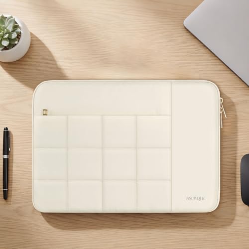 Laptop Case 16 inch,15-15.6 inch Puffy Laptop Sleeve Compatible with MacBook Pro 16 M5 M4 M3 M2 M1,HP Dell Acer ASUS Lenovo Notebook,Twelve Square Quilted Computer Bag with 2 Pockets,Sand - color: Sand, size: 16 inch