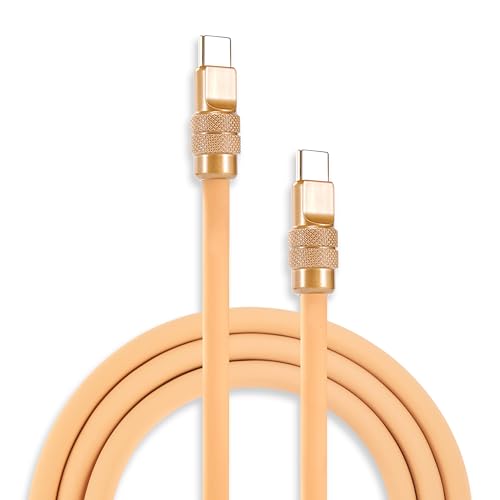 chubbycable Chubby 2.0 USB C 240W Fast Charging Cable Silicone Soft Durable USB C Cable Extra Thick Charger Cord Compatible with iPhone 17-15 Series iPad, Desert+Desert, Type-C to Type-C, 3.3FT - color: Desert Titanium+Desert Titanium, size: 3.3ft (1m), s