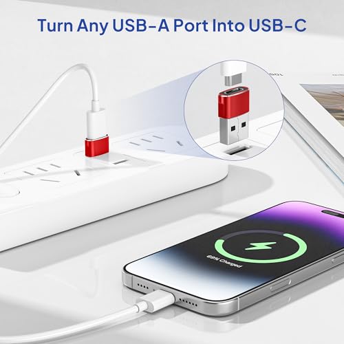 Elebase for Airpods Pro 3 Adapter,USB to USB C Adaptor 4Pack,USBC Female to A Male Cable Connecter for Apple Watch Ultra iWatch 11 10 9 8 7 SE 2,Airpods 4,iPad 8th 9th 10th Air 5th Mini 6th Generation - color: Red