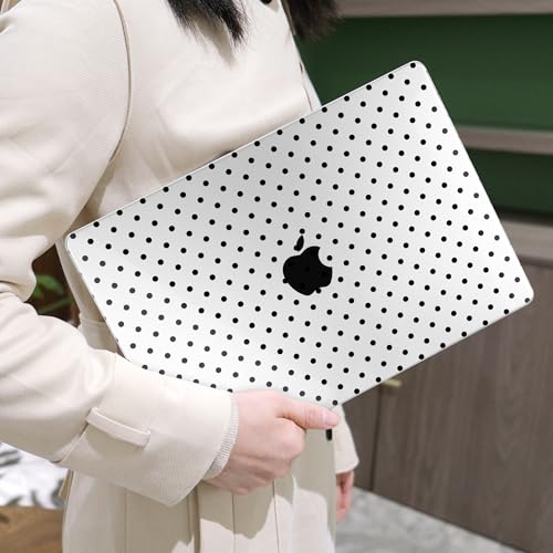 MEEgoodo for M5/M4/M3/M2 MacBook Air 15 inch Case 2026 2025 2024 2023, Case Fit Model (A3448/A3241/A3114/A2941) for MacBook Air 15.3 inch, Poka Dot Black - color: Poka Dot Black