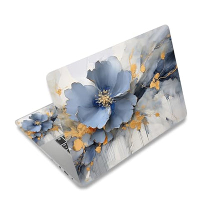 Laptop Skin Sticker Decal Cover for 11.6”12" 13" 13.3" 14" 15" 15.4" 15.6" | Laptop Netbook Skin Sticker Cover Art Notebook Protector (2 Wrist Pad Included), Easy to Apply Removable, Blue Silver Flower - color: Blue Silver Flower