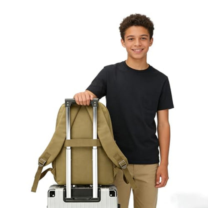 18 Inch Olive Green Teen School Backpack, 35L Water Resistant Large Capacity Bookbag with Luggage Strap, Daypack for Boys Girls School Daily Travel, Khaki - color: Camo Backpack Single Pack-5