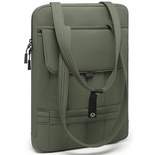 HYZUO 13.3-14 Inch Puffy Laptop Case Sleeve Padded Handbag, Midnight Green | for 13"-14" MacBook Pro/Air, 13" 13.3" Dell/HP/Lenovo/Asus/Acer Notebook Chromebook, Women Slim Shoulder Bags Work Daily Bag - color: Midnight Green, size: 13.3-14 Inch