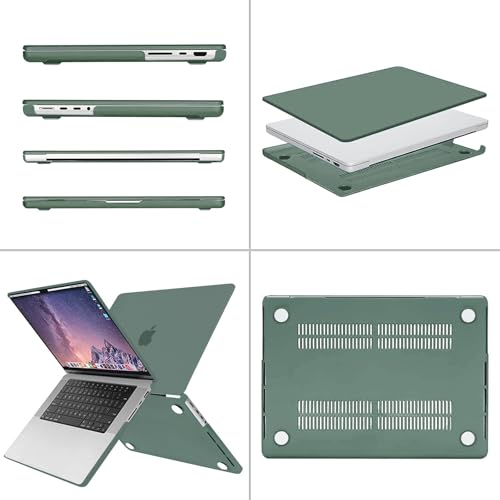 MOSISO Compatible with MacBook Pro 16 inch Case M5 M4 M3 M2 M1 2026-2021 | A3429 A3428 A3403 A3186 A2991 A2780 A2485, Protective Hard Shell Case&Keyboard Cover&Screen Film&Pouch, Midnight Green - color: Midnight Green