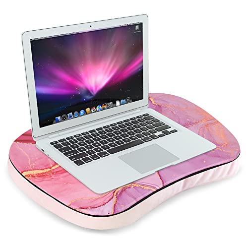 Lap Laptop Desk - Portable, Fits up to 15.6 inch Laptop, with Pillow Cushion, Media Slot, Anti-Slip Ledge, Ergonomic Cushion - color: 1-splash Ink